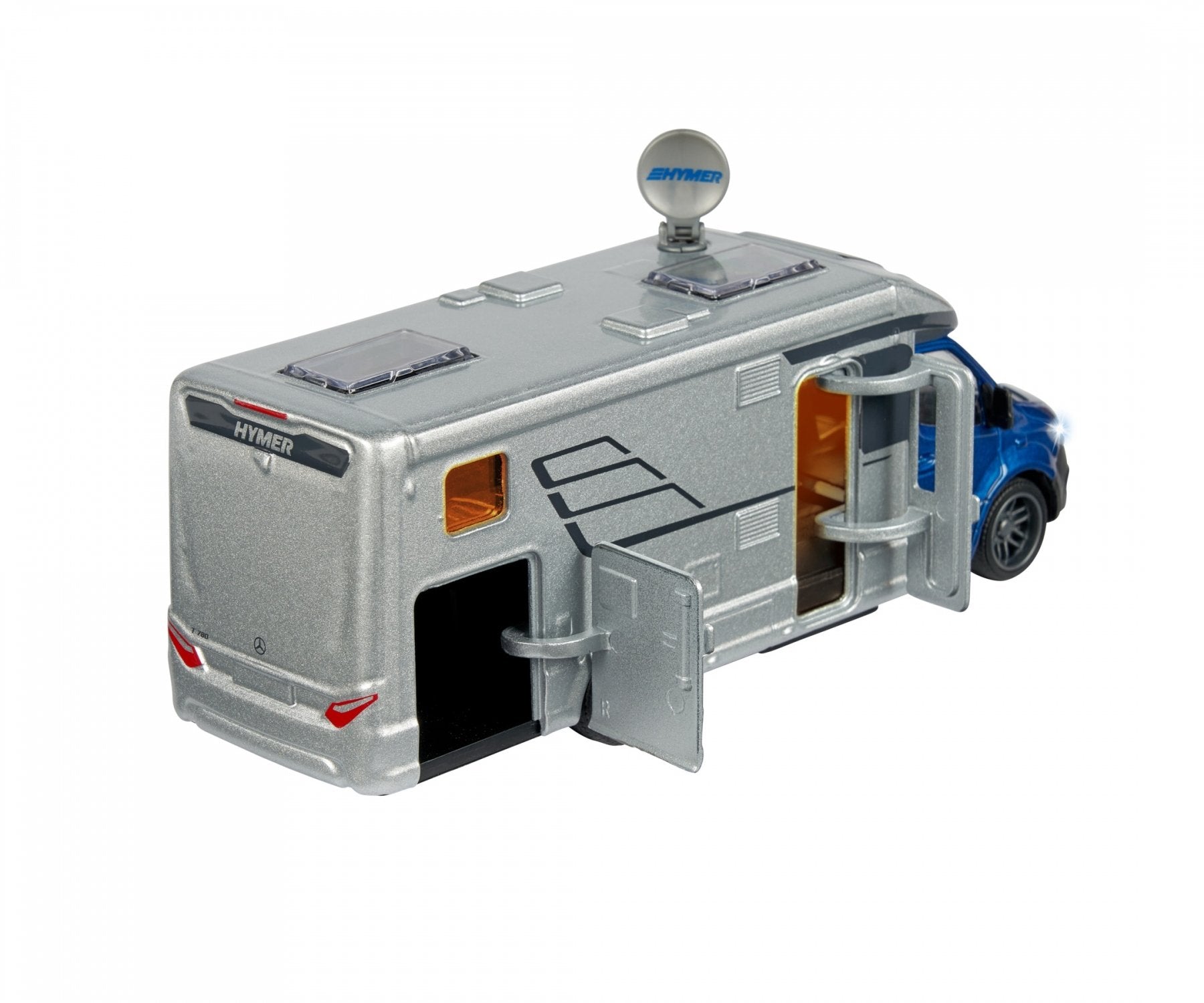 Vehículo De Juguete Majorette Hymer Clase B Camper Plateado/Azul