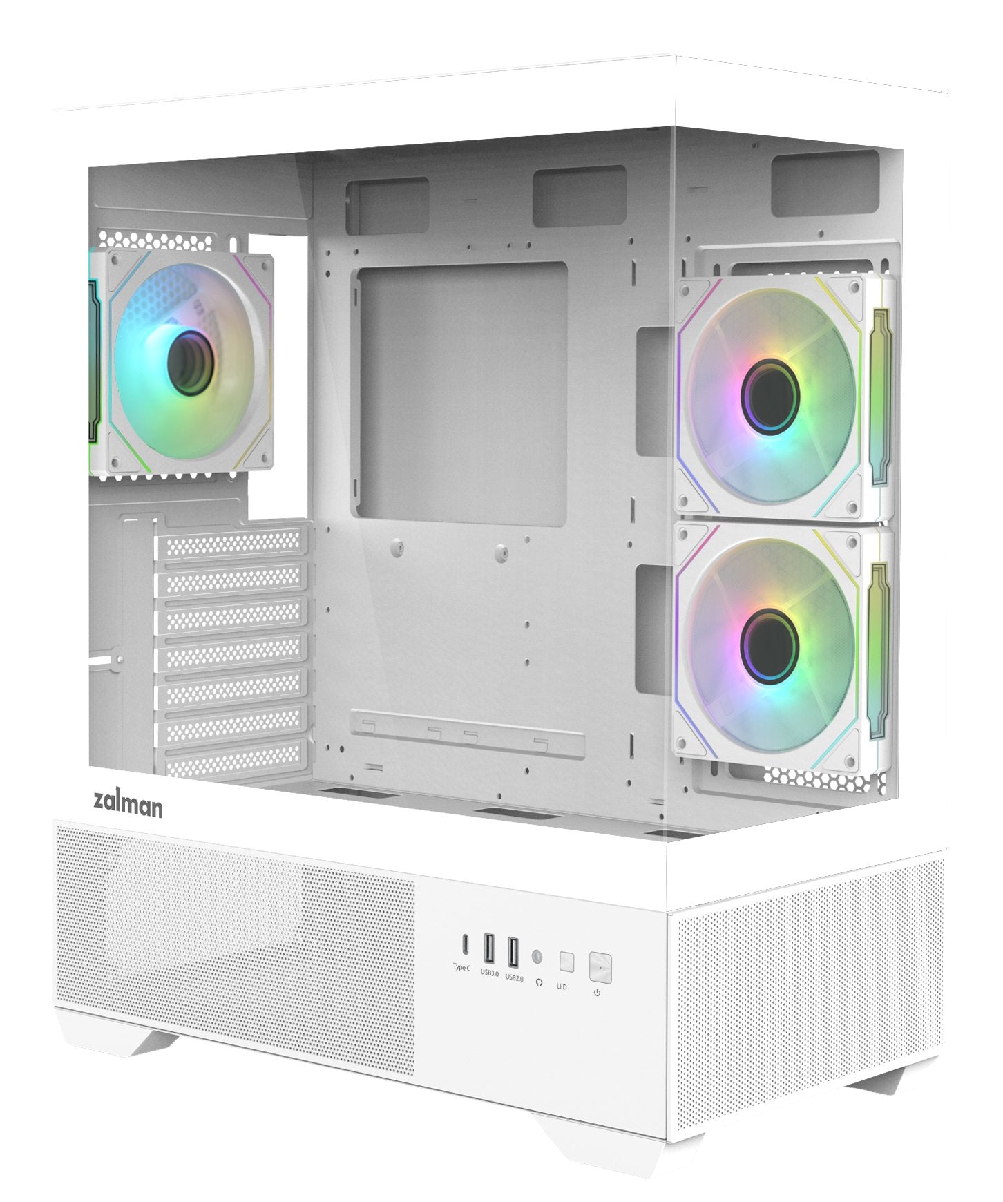 Caja Pc Zalman Chronix Atx 3 Xvent 120mm Argb 1xusb 3.0 Blanco S/N Fuente