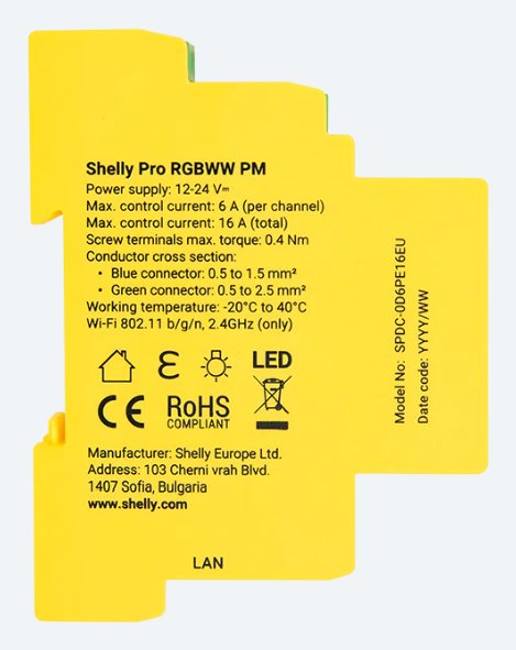 Shelly · Hutschiene · \"Pro Rgbww Pm\" · Led Lichtcontroller · Messfunktion · Wlan · Lan · Bt