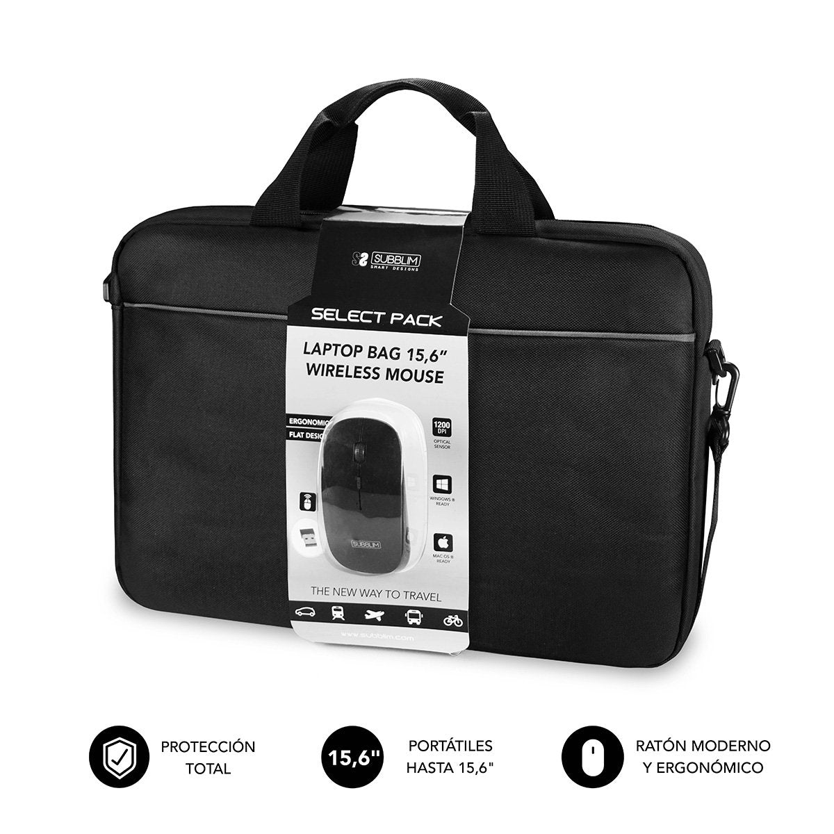 EAN 8436586741204 - SUBBLIM SUB-LB-2SP0050 maletines para portátil 39,6 cm (15.6") Maletín Toploader Negro imagen 1