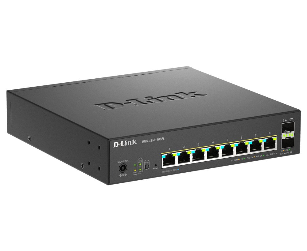 Switch Gestionable D-Link Dms-1250-10spl 8x Multigigabit 2.5g Poe+ 2x10g Sfp+ 120w