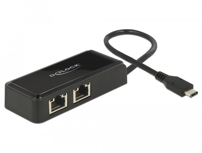Delock Usb-C > 2x Gigabit Lan (St-Bu) Adapter Schwarz