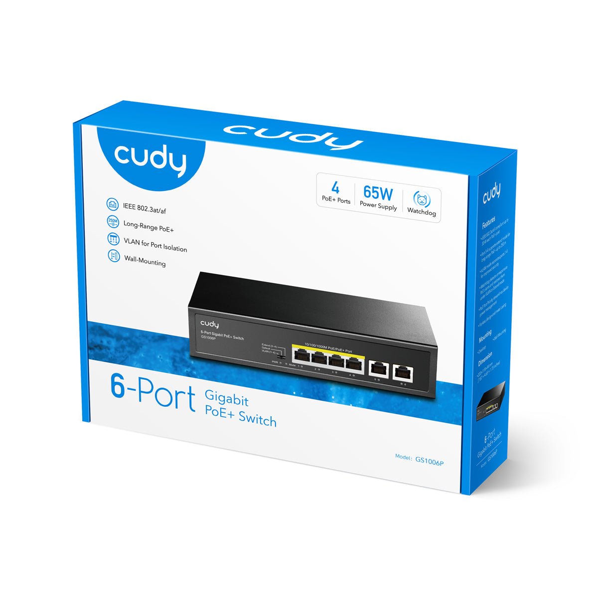 EAN 6971690790967 - Cudy GS1006P switch No administrado Gigabit Ethernet (10/100/1000) Energía sobre Ethernet (PoE) Negro imagen 3