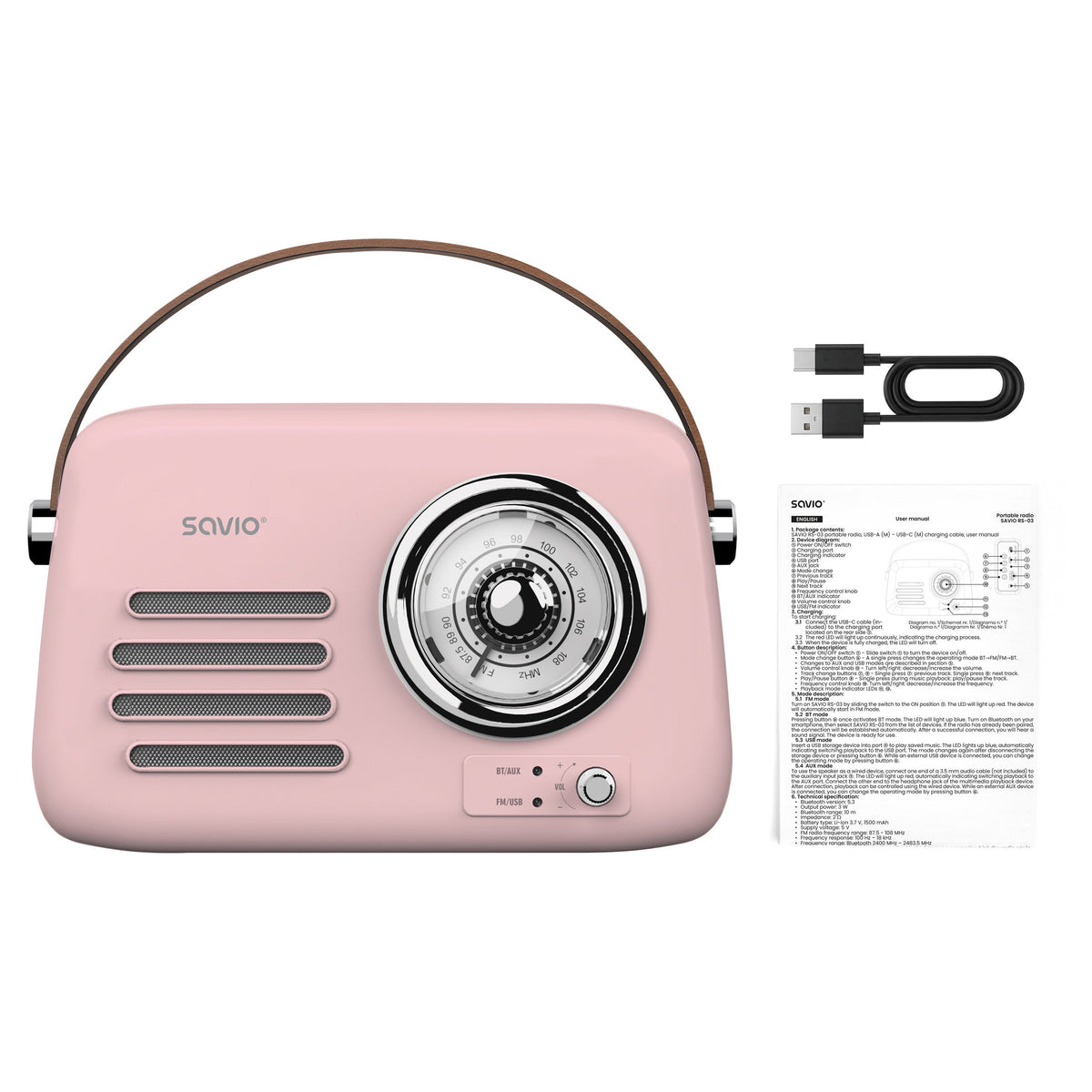 EAN 5907264110122 - Savio RS-03 radio Portátil Analógica Rosa imagen 5