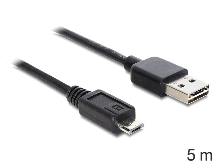 Delock Cable Easy-Usb 2.0 Tipo-A -> Usb 2.0 Micro-B M/M 5m Negro