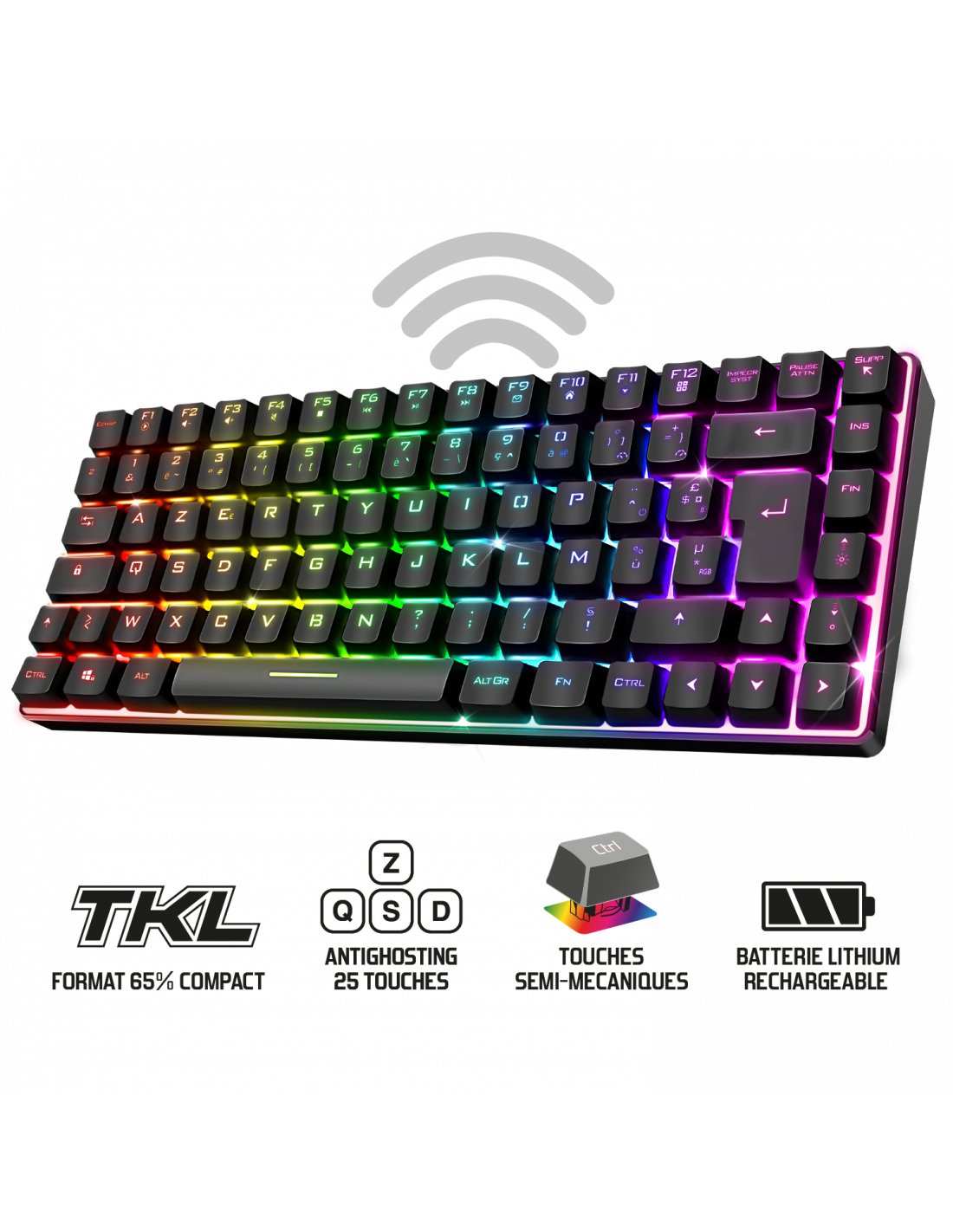 Teclado Español Semi-Mecanico Spirit Of Gamer Elite K70 Rgb Inalambrico