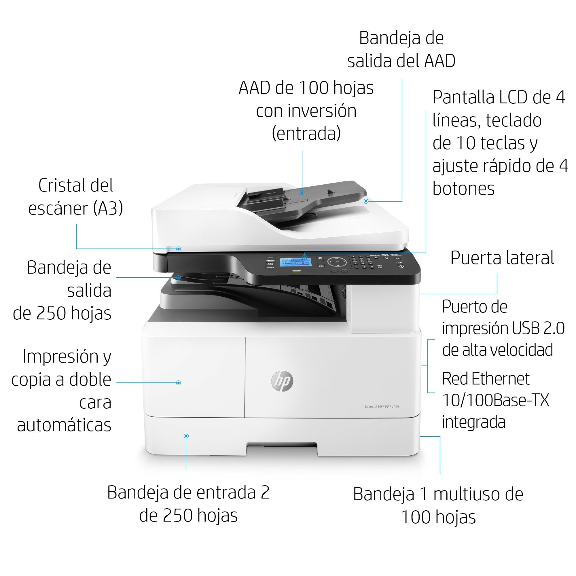 Hp Laserjet Mfp M443nda A3 Monochrom Usb Laser Print Copy Scan 25ppm