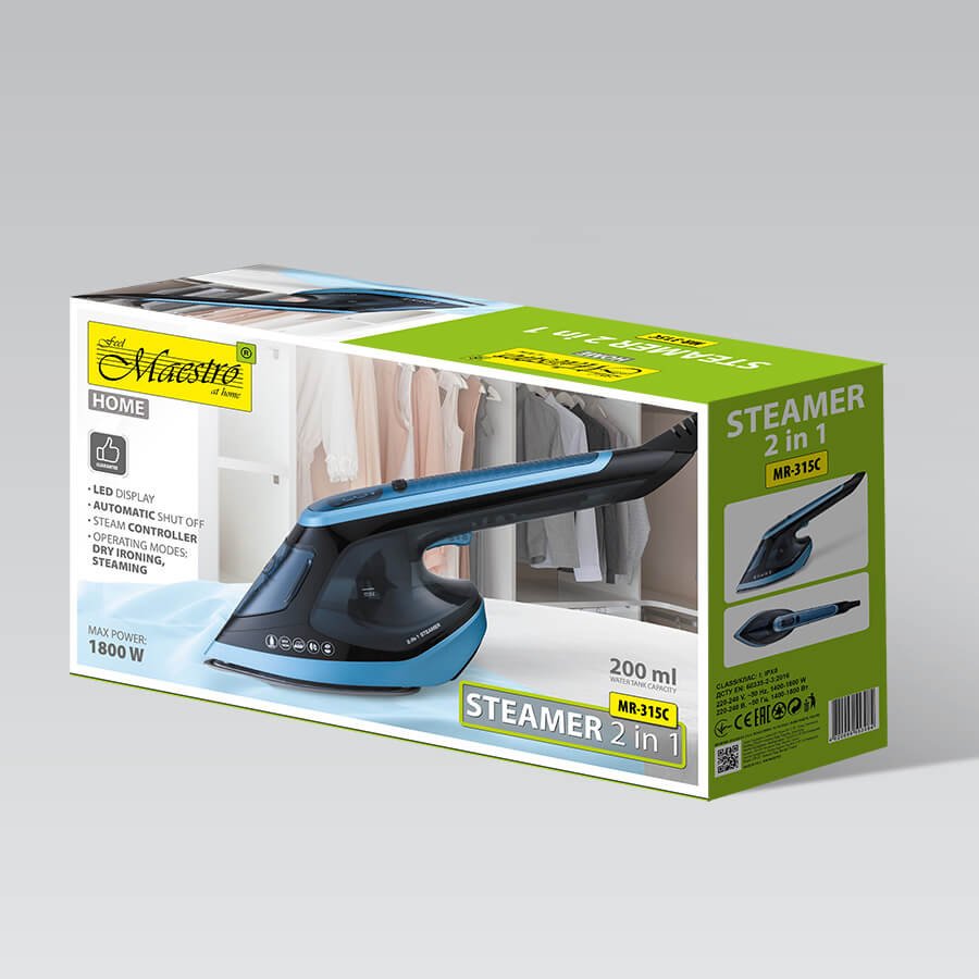 EAN 4820096553084 - Maestro MR-315C vaporizador para ropa Vaporizador manual de prendas 0,18 L 1800 W Negro, Azul imagen 7