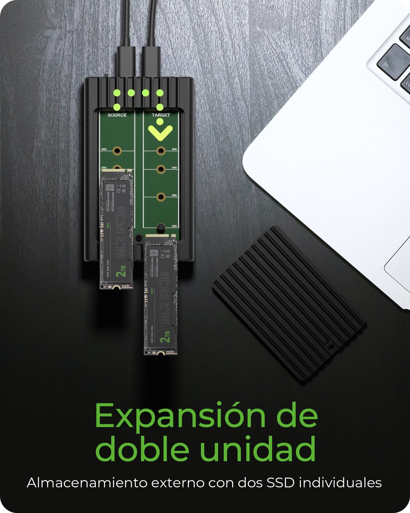 Icybox Caja Externa Con Función De Clonación Para Ssd M.2 Nvme Usb3.2 Gen2