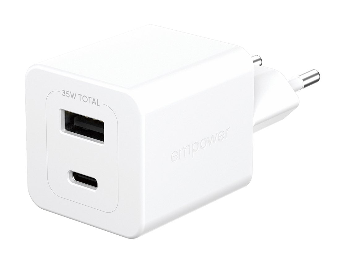 EAN 5715685027550 - PanzerGlass empower™ by ® Turbo 35W Charger incl. USB-C + USB-A | EU Plug | Silver White Smartphone Blanc imagen 1