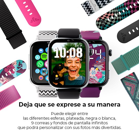 Savefamily Reloj Inteligente Infantil Savewatch Plus 2 - Pantalla Amoled - Carcasa Plateada - Correa Tela Tribeca