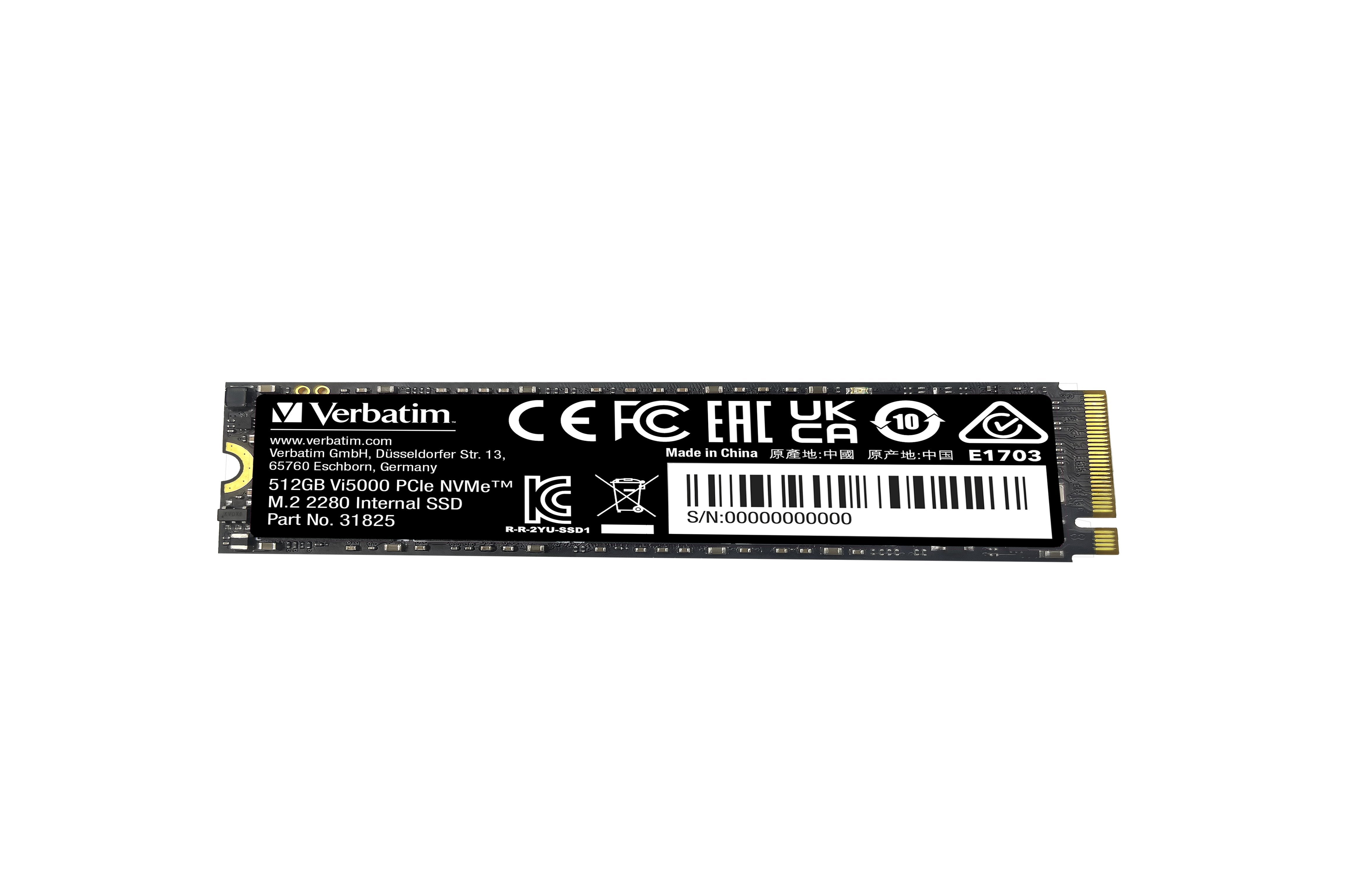 Verbatim Ssd 512gb, Pcie 4.0, M.2 2280, Nvme, Vi5000