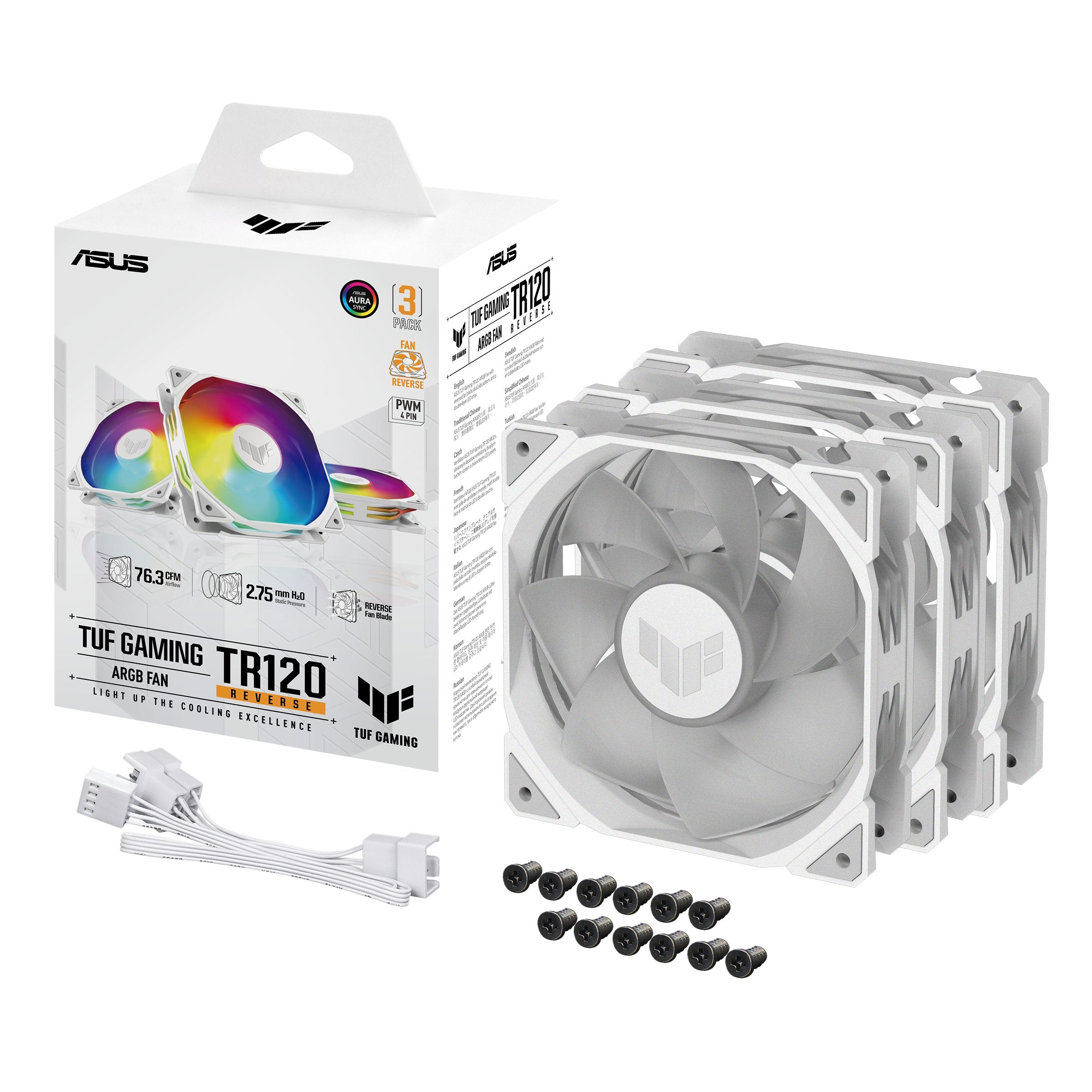 Asus Ventilador Tuf Gaming Tr120 Fan Argb Rev Wht 3in1