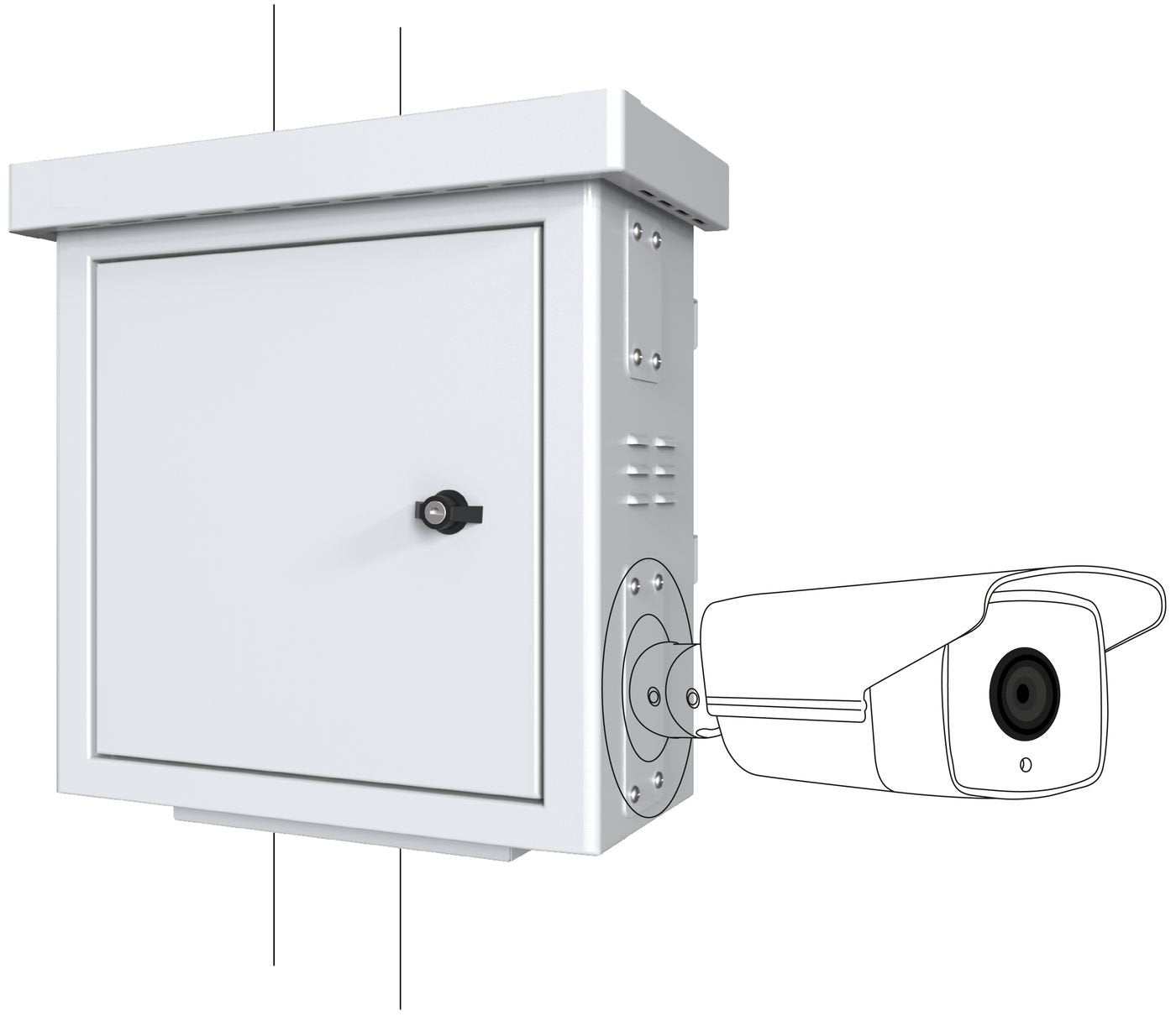 Mini Radius Pole Mounted Cctv Cabinet For 4 Cameras