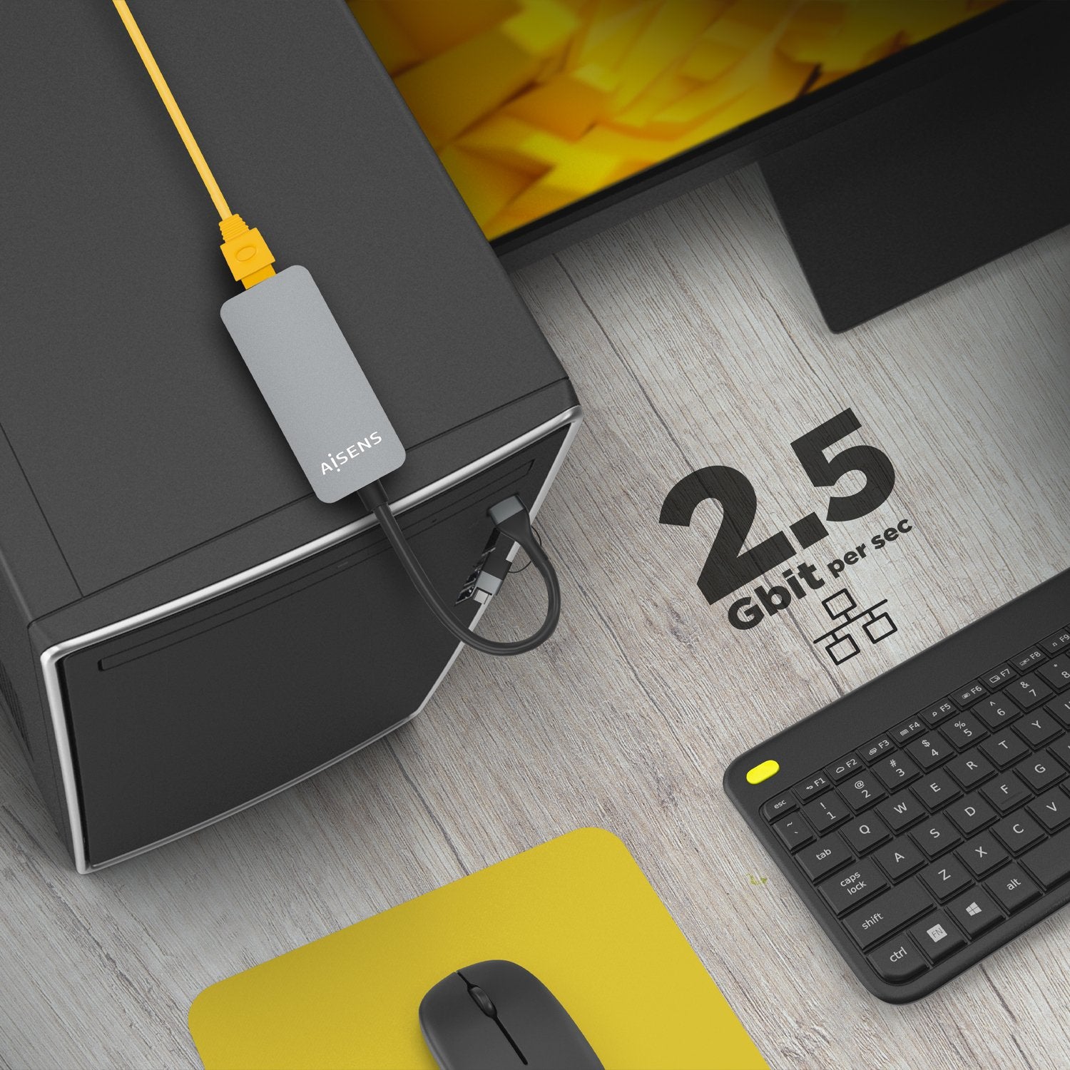 Aisens Conversor Usb3.2 Gen1 Usb-A+Usb-C A Ethernet 2.5g 10/100/1000/2500 Mbps - 15cm - Gris