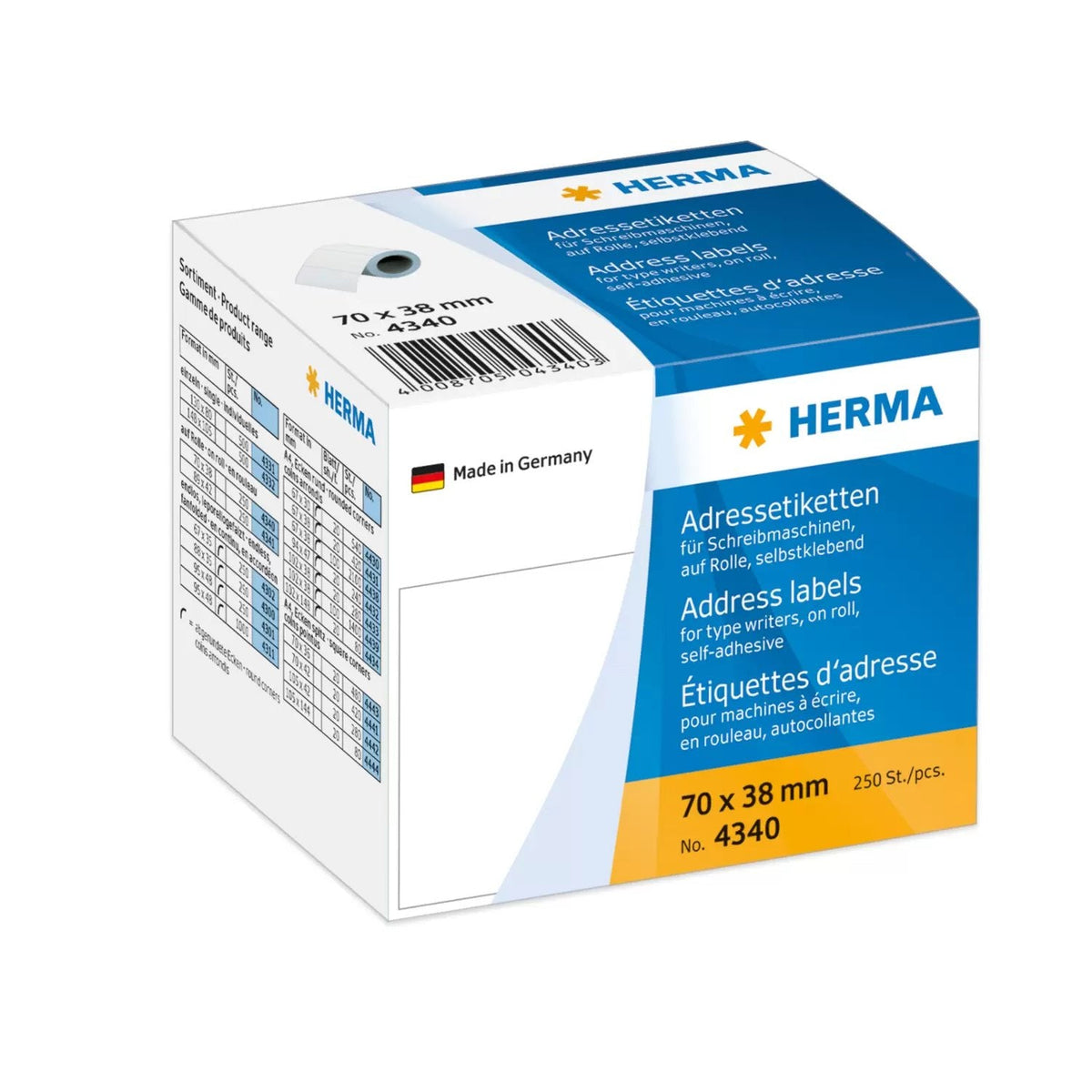 Herma Adressetik. A Rollen Blanco 70x38 Mm Papel 250 St.