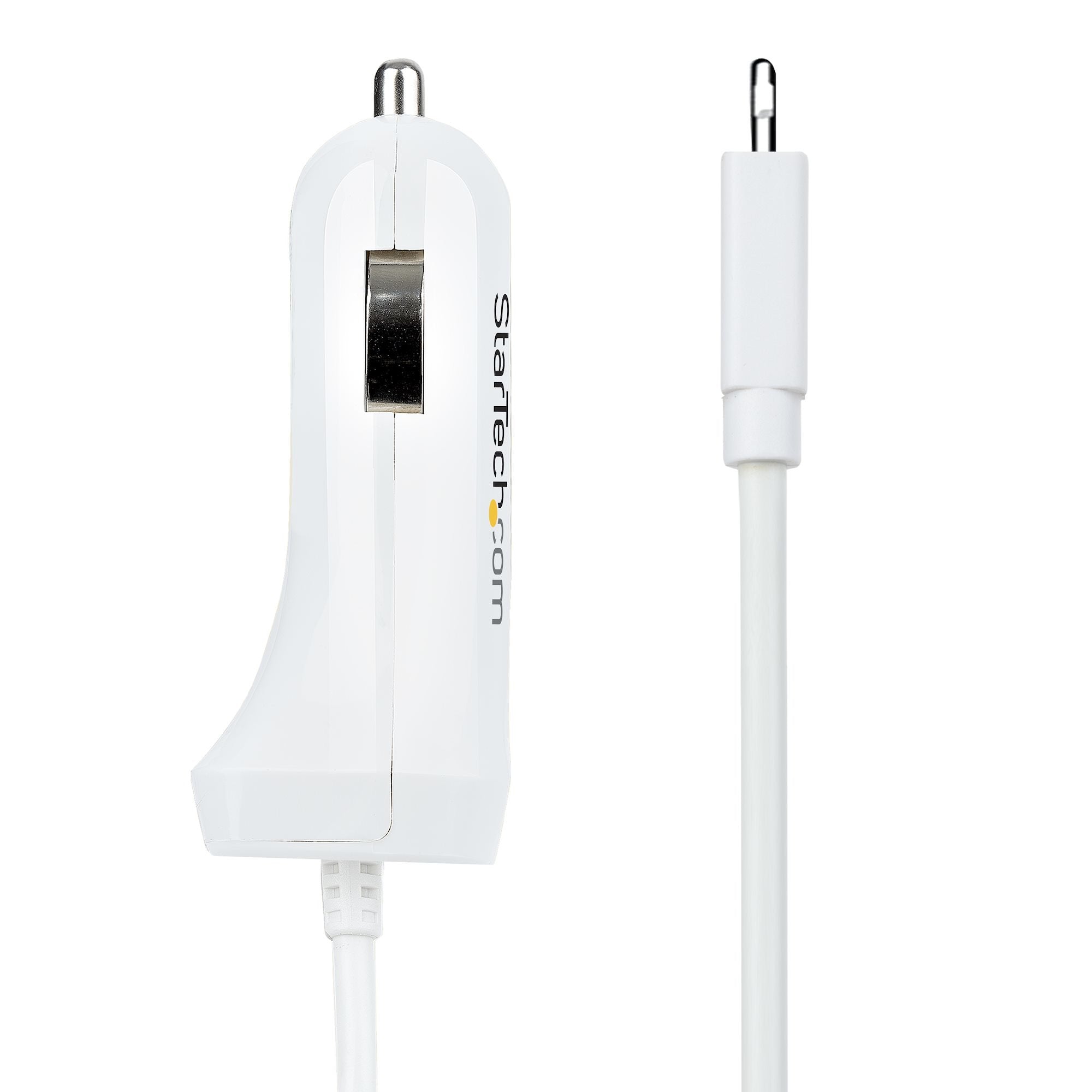 Startech Cargador De Coche Con Cable Rizado Lightning, 1m 12w Blanco