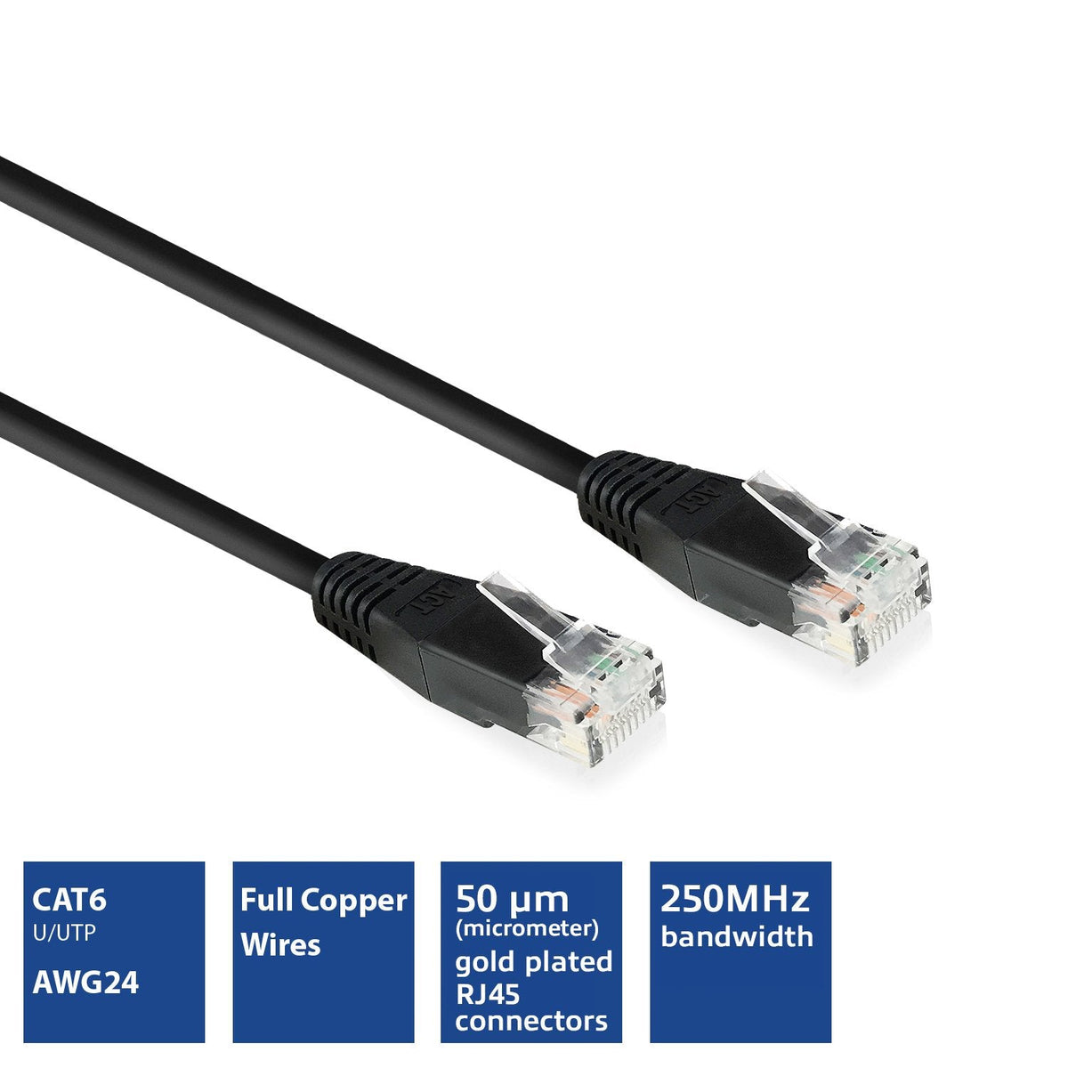 Act Zwarte 1 Meter Utp Cat6 Cable De Red Met Rj45 Connectoren