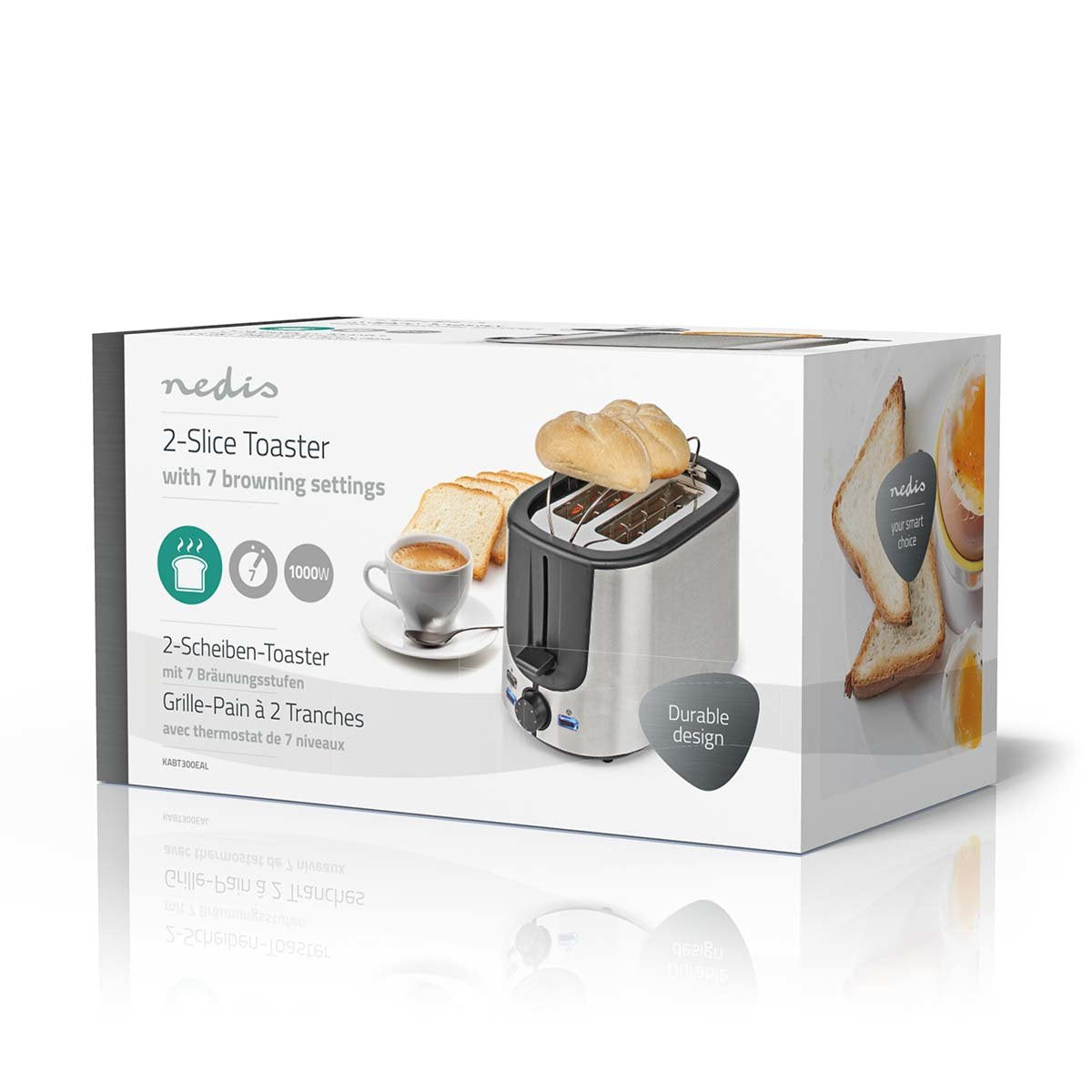 Nedis Tostadora 2 Ranuras Niveles De Brownin 7 Funcion De Descongelamiento Estante Bollos