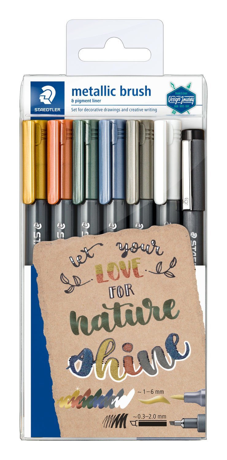 Rotulador Staedtler Metalizado Y Pincel Blanco 6 Piezas Y 1 Pigm.