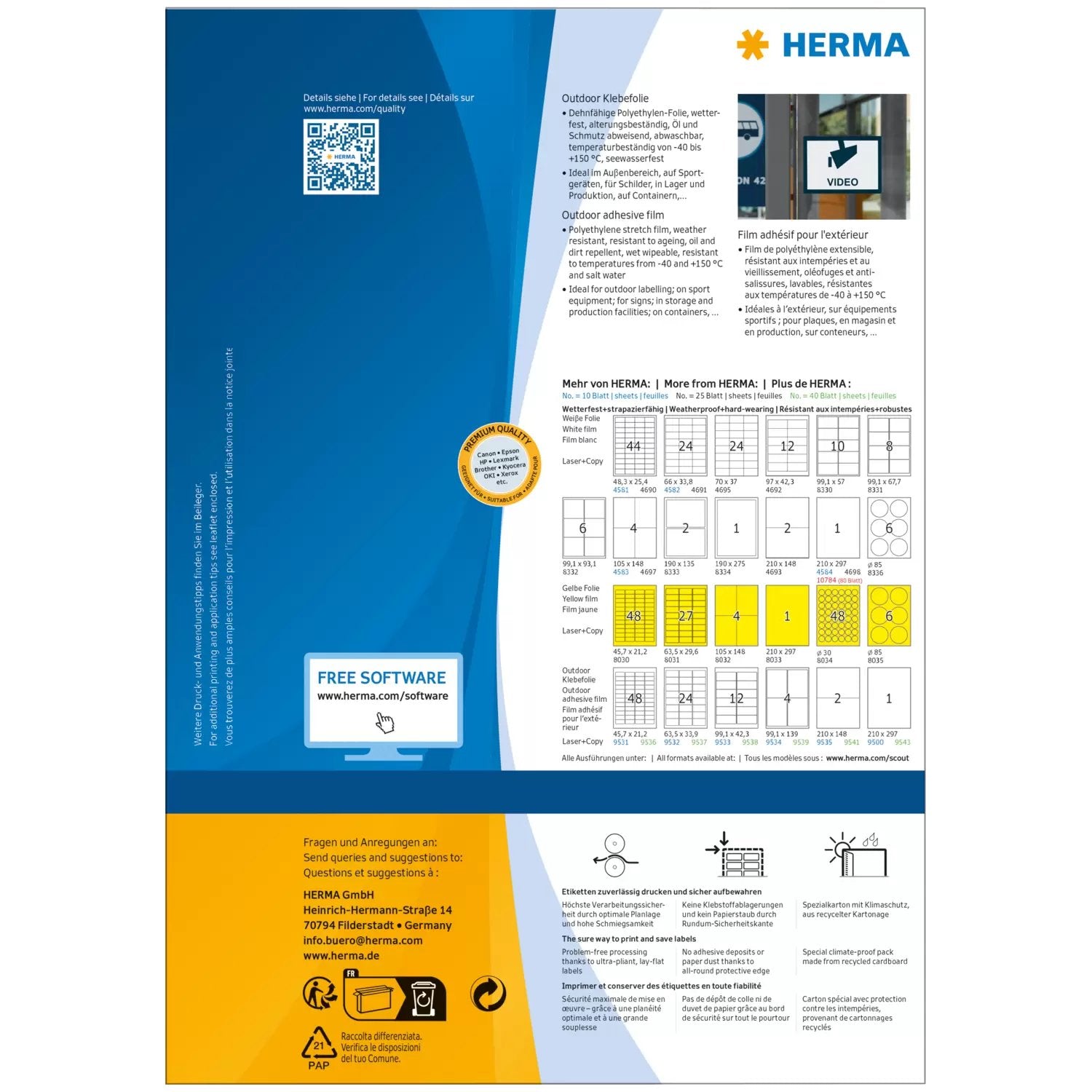 EAN 4008705095419 - HERMA 9541 etiqueta autoadhesiva Rectángulo Blanco 80 pieza(s) imagen 2
