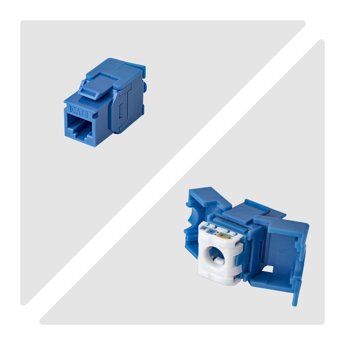 Startech.Com Cat6 Keystone Jack Módulo, Pack De 24 Rj45 Ethernet Keystone Conector Hembra, Utp Cat6 Wandbuchse, 180 Grad, Sin Herramientas, Azul, Plano, Azul, Rj-45, Conector Hembra, Conector Hembra, 10gbase-T