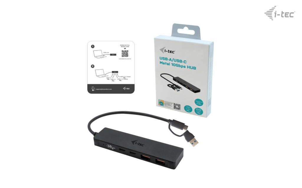 I-Tec Usb-C Hub 2+2x Usb-C/A Perp Usb-C Metal Hub 2xusb-C 2xusb-A