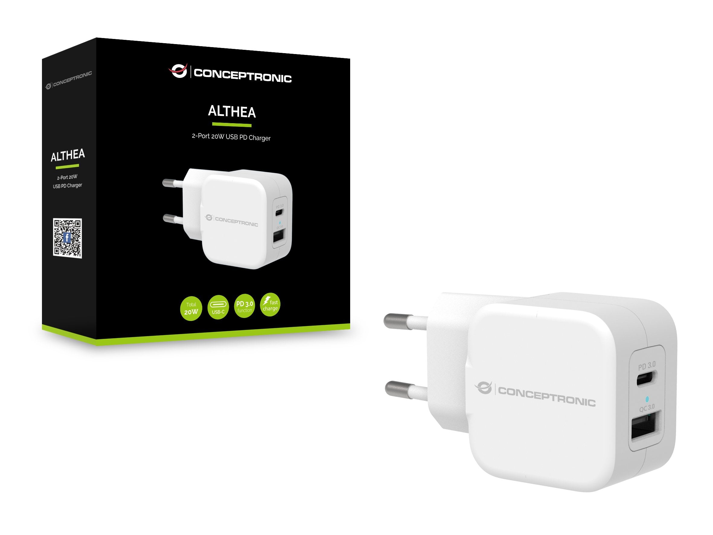 EAN 4015867226353 - Conceptronic ALTHEA09W cargador de dispositivo móvil Universal Blanco Corriente alterna Carga rápida Inte imagen 2