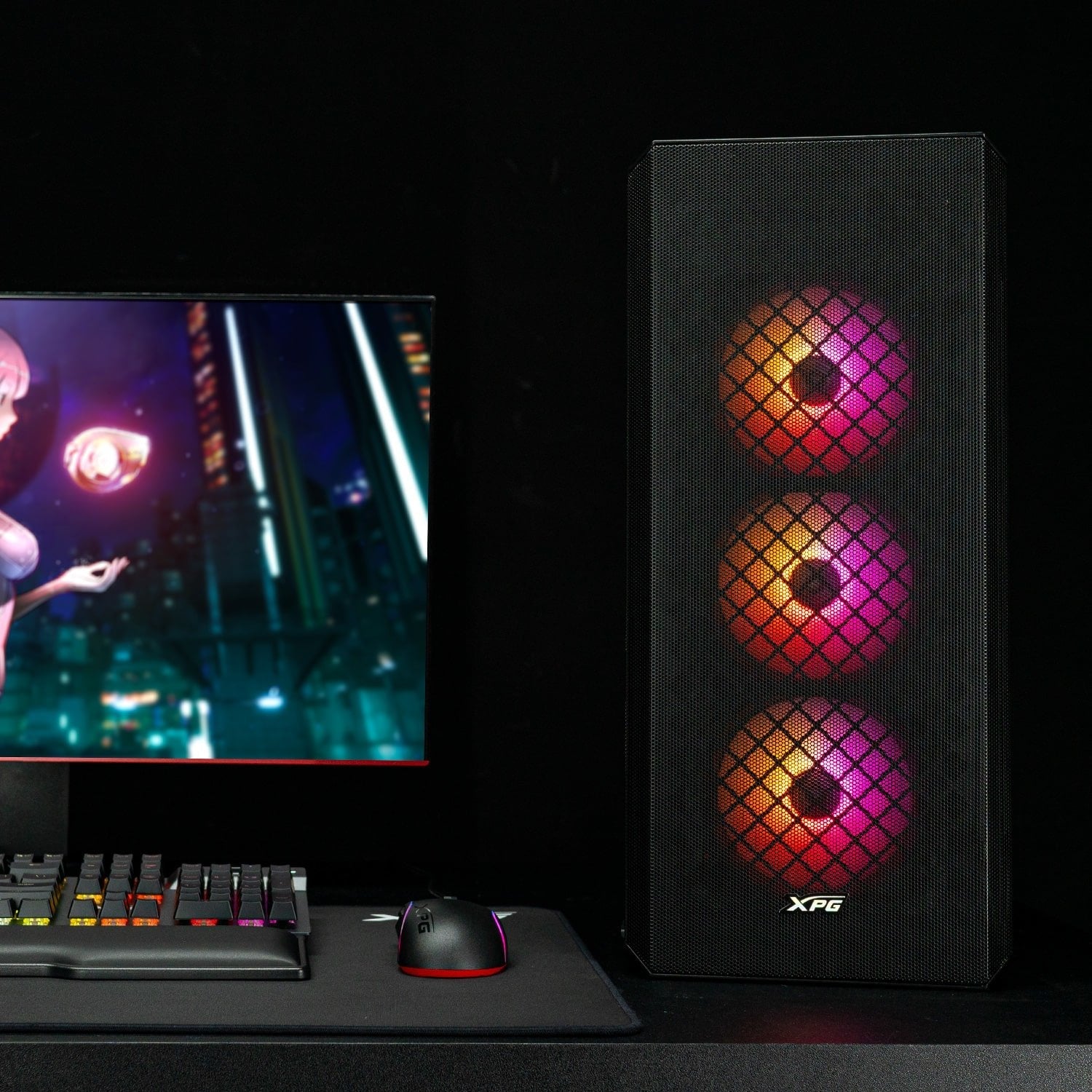 Caja Gaming Xpg Defender E-Atx 2xusb Sin Fuente Negro