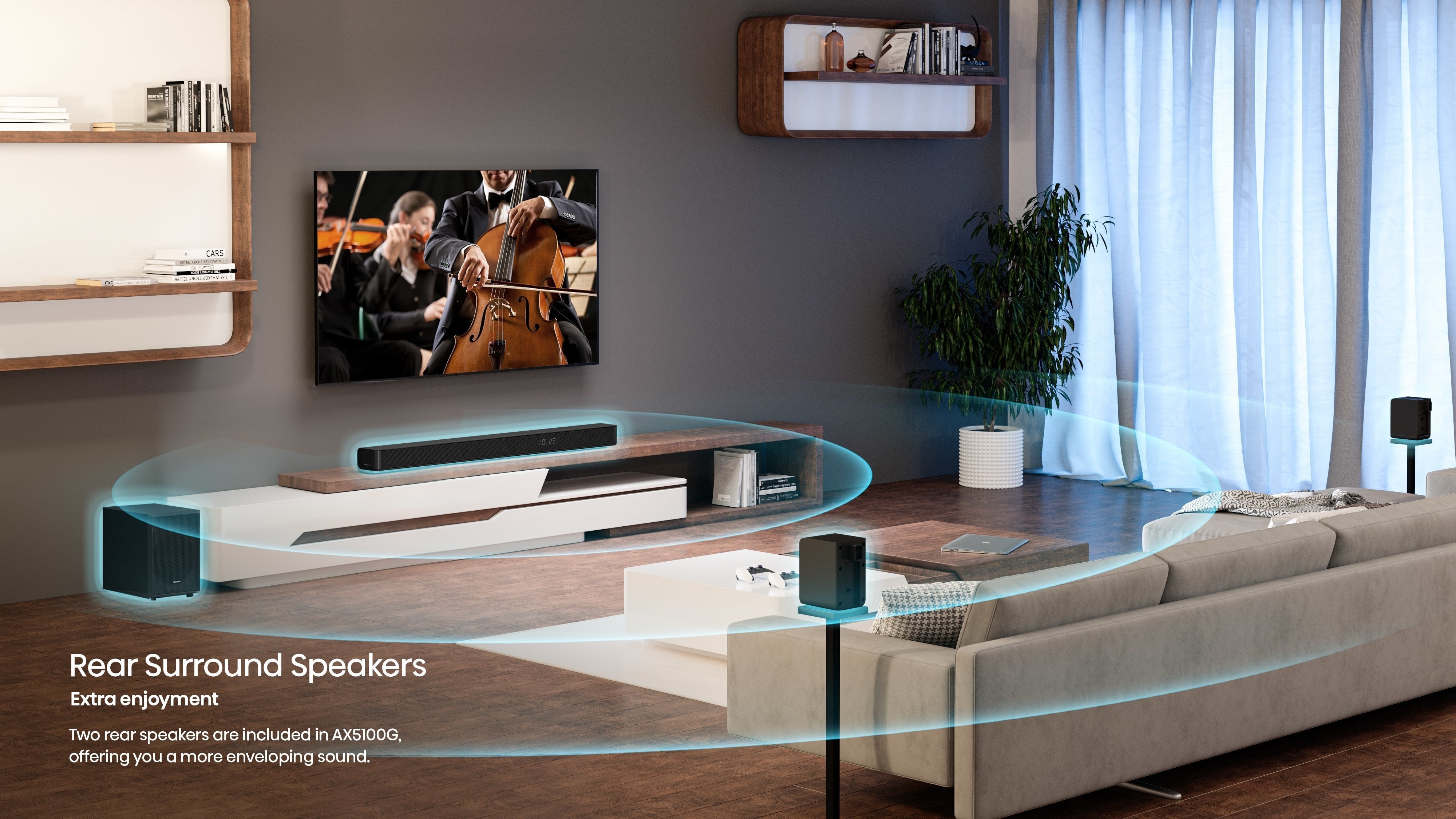 Altavoces Hisense Ax5100g Barra Sonido 5.1 340w Bt Hdmi Traseros Inal
