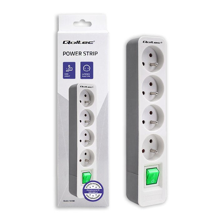 EAN 5901878502885 - Qoltec 50288 base múltiple 1,8 m 4 salidas AC Interior Blanco imagen 1