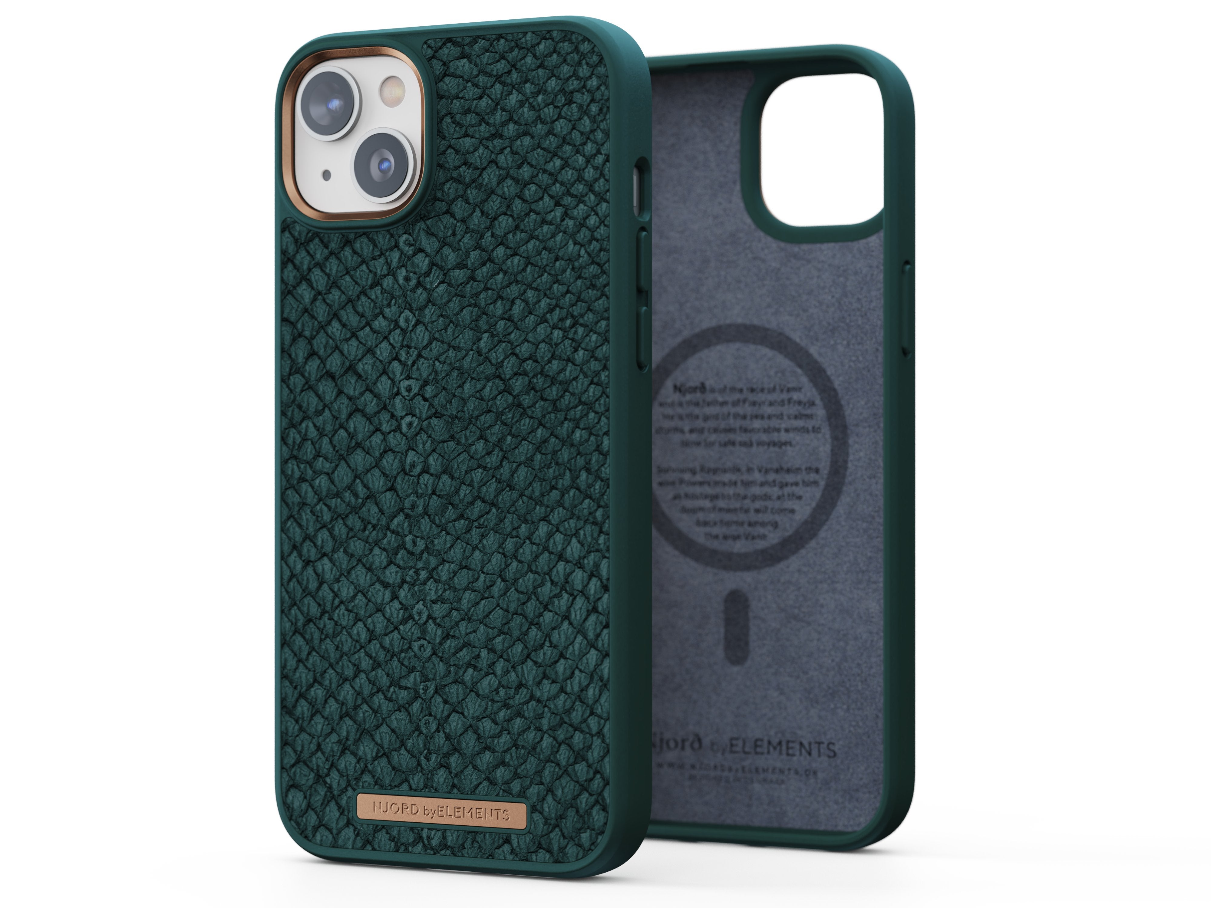 Funda Magsafe Iphone 12/13/14 Plus Piel De Salmon Verde Oscuro Njord