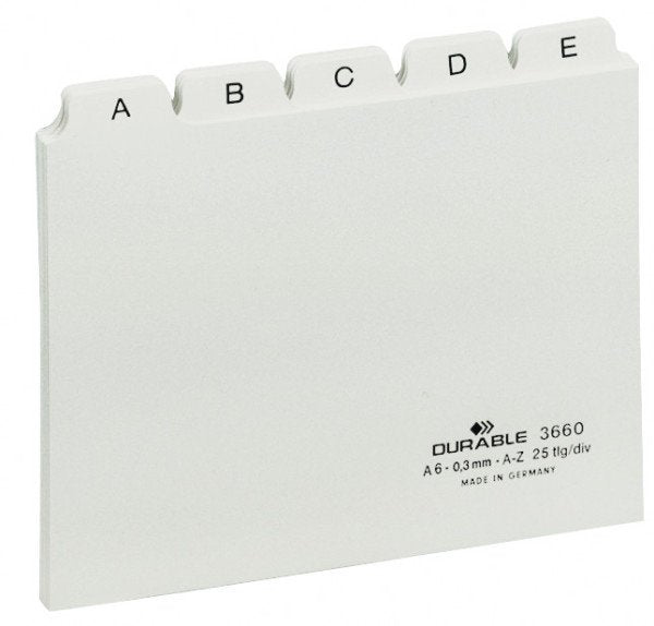 EAN 4005546314204 - Durable 366002 lengüeta de índice Separador alfabético con pestaña PVC Blanco imagen 1