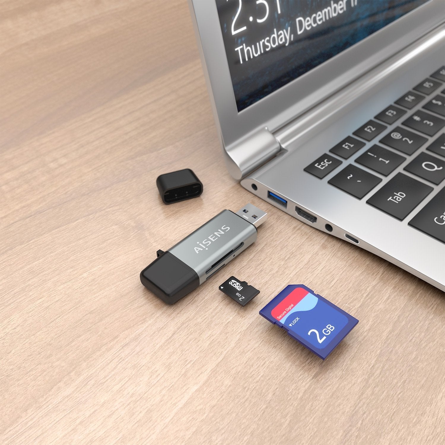 Aisens Lector De Tarjetas Sd, Micro Sd, Mmc, Rs-Mmc, Mmc Micro, Usb-A Y Usb-C, Gris