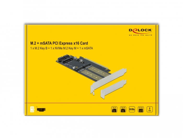 Tarjeta Delock Pci Express X16 Para 1 X M.2 Llave B + 1 X Nvme M.2 Llave M + 1 X Msata -