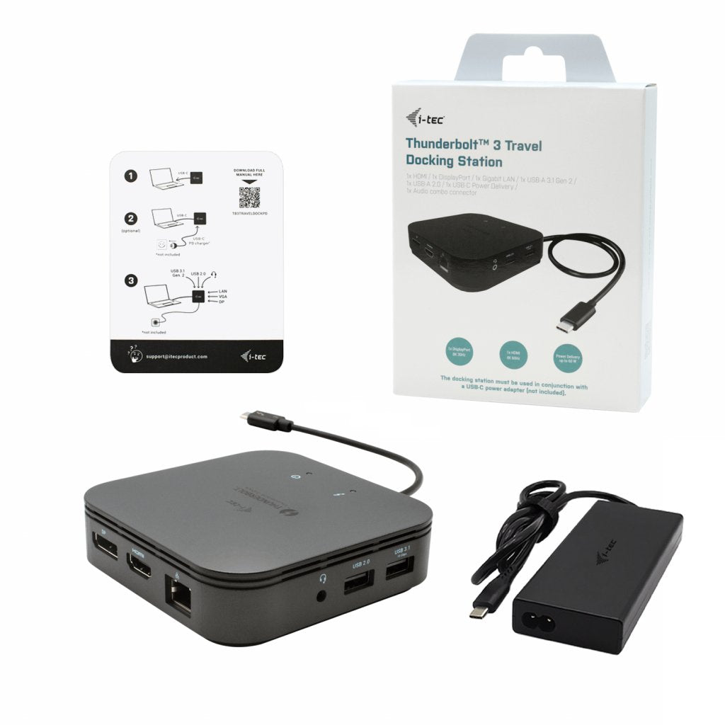 EAN 8595611706165 - i-tec TB3TRAVELDOCKPD60W base para portátil y replicador de puertos Alámbrico Negro imagen 4