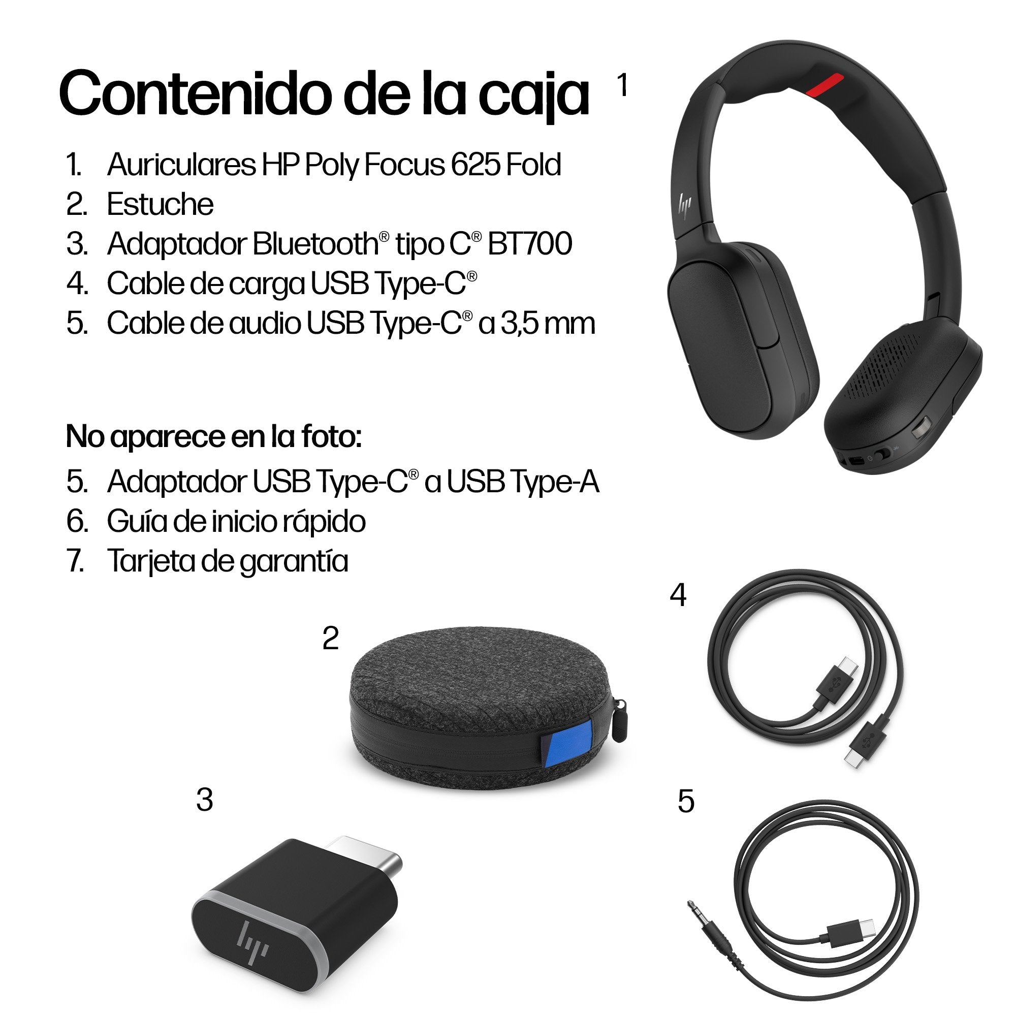 EAN 0199485857978 - HP Poly Focus 625 Fold Stereo Bluetooth Headset Inalámbrico y alámbrico Diadema Negro imagen 4