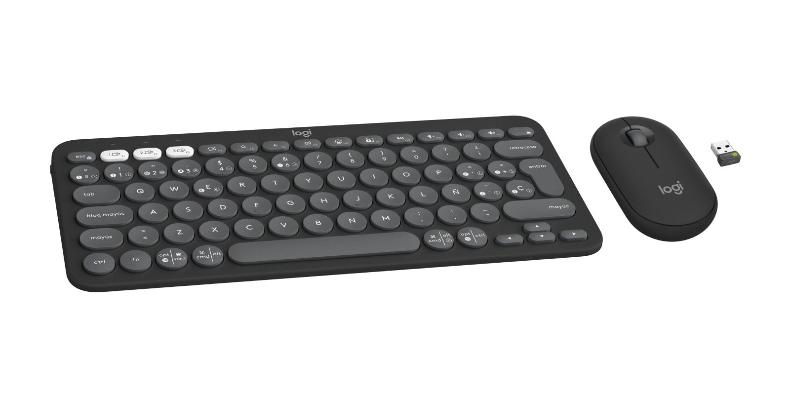 Teclado Español Logitech Pebble 2 Combo Ratón Incluido Universal Rf Wireless + Bluetooth Qwerty Grafito