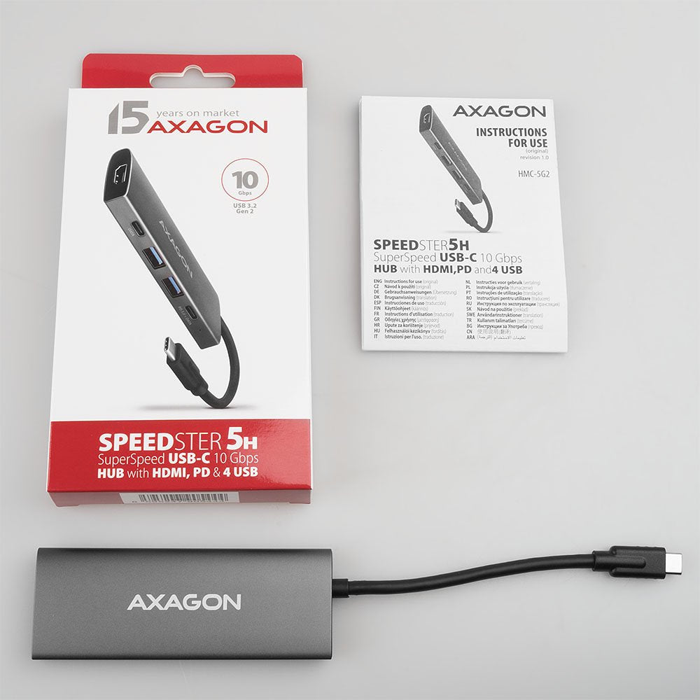 Axagon Hmc-5g2 Multiport-Hub, Usb 3.2 Gen2, Hdmi, 2x Usb-A, 2x Usb-C