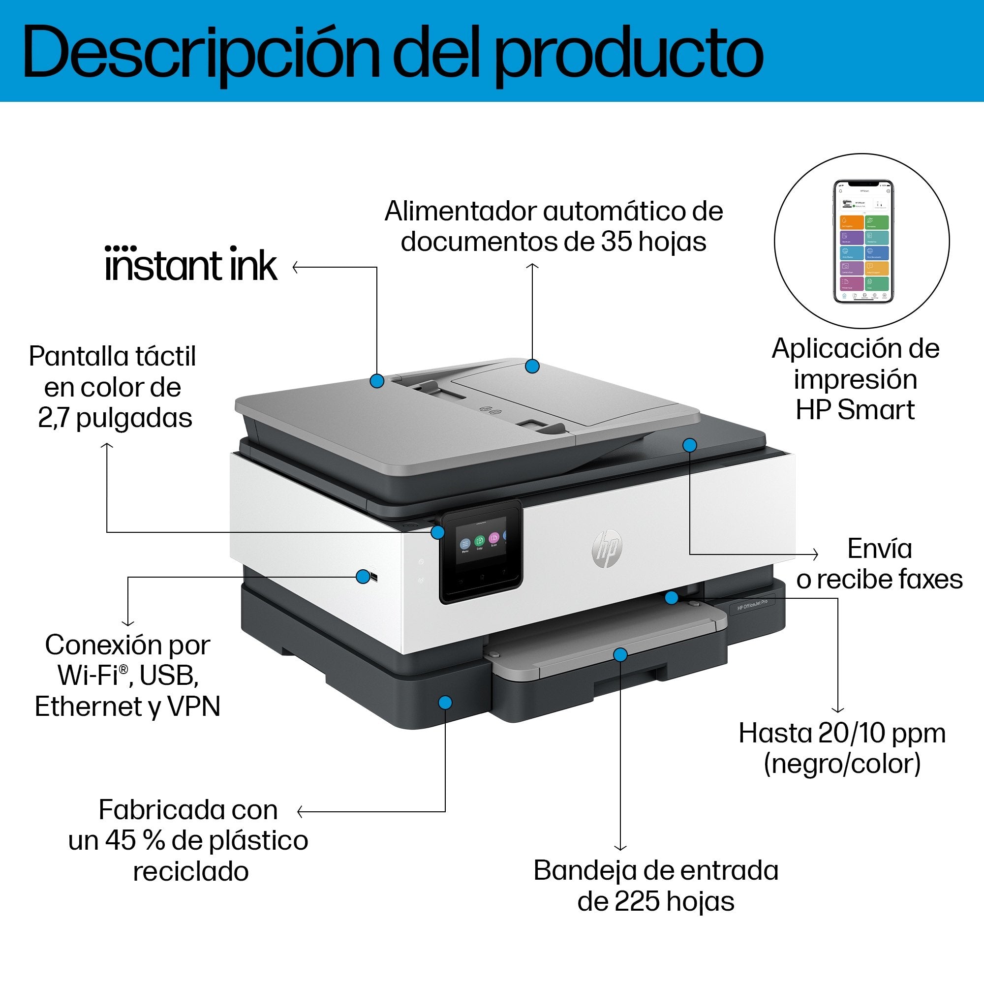 Impresora Hp Officejet Pro Multifunción 8134e