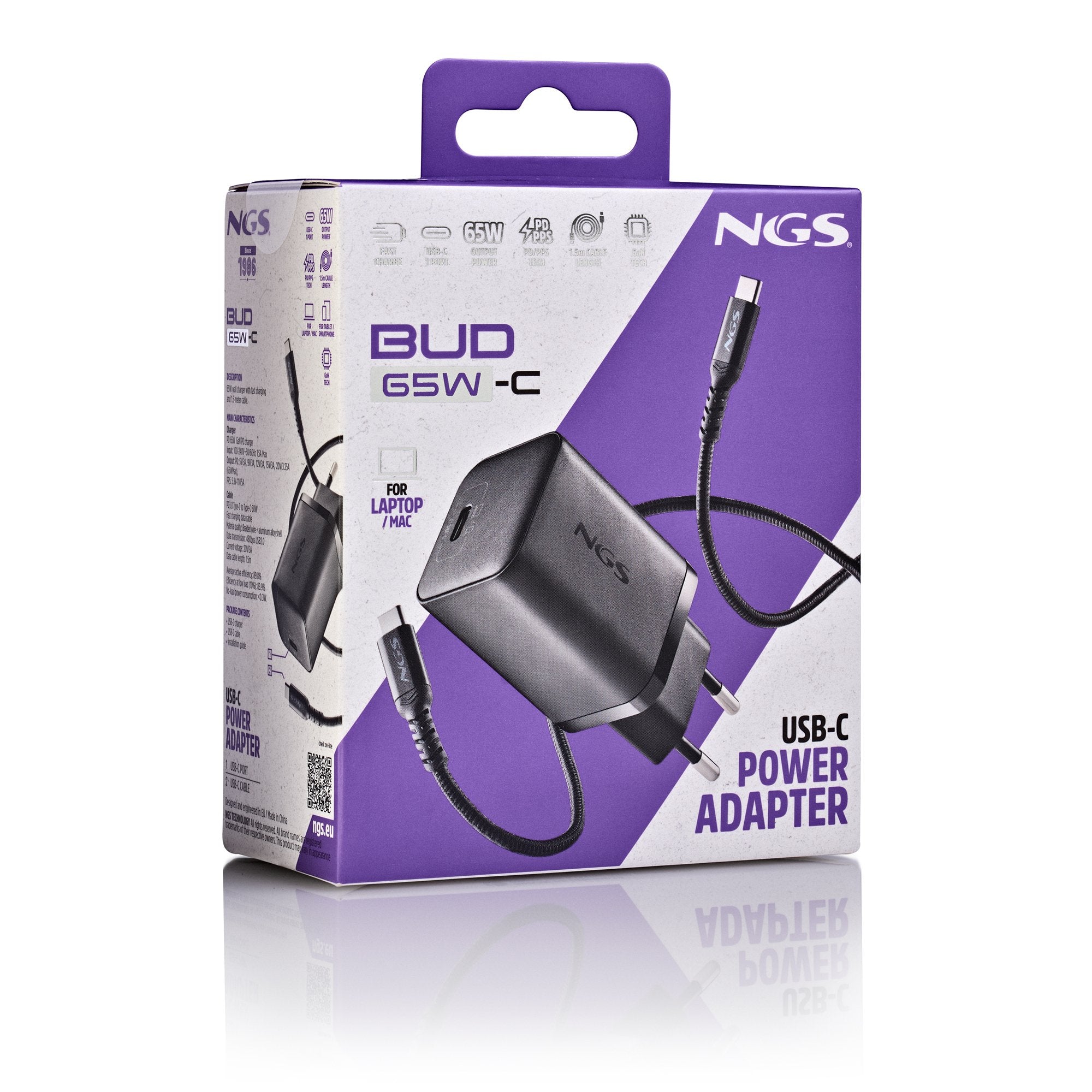 EAN 8435430626841 - NGS BUD 65W-C Universal Negro Corriente alterna Carga rápida Interior imagen 8