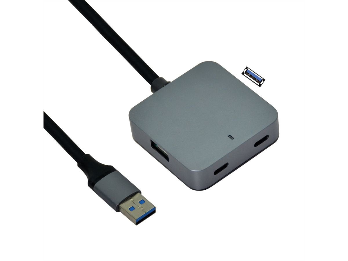 Value Usb 3.2 Gen 1 Hub, 4 Ports (2x Usb-A + 2x Usb-C), Mit Verlngerungscable, 5 M