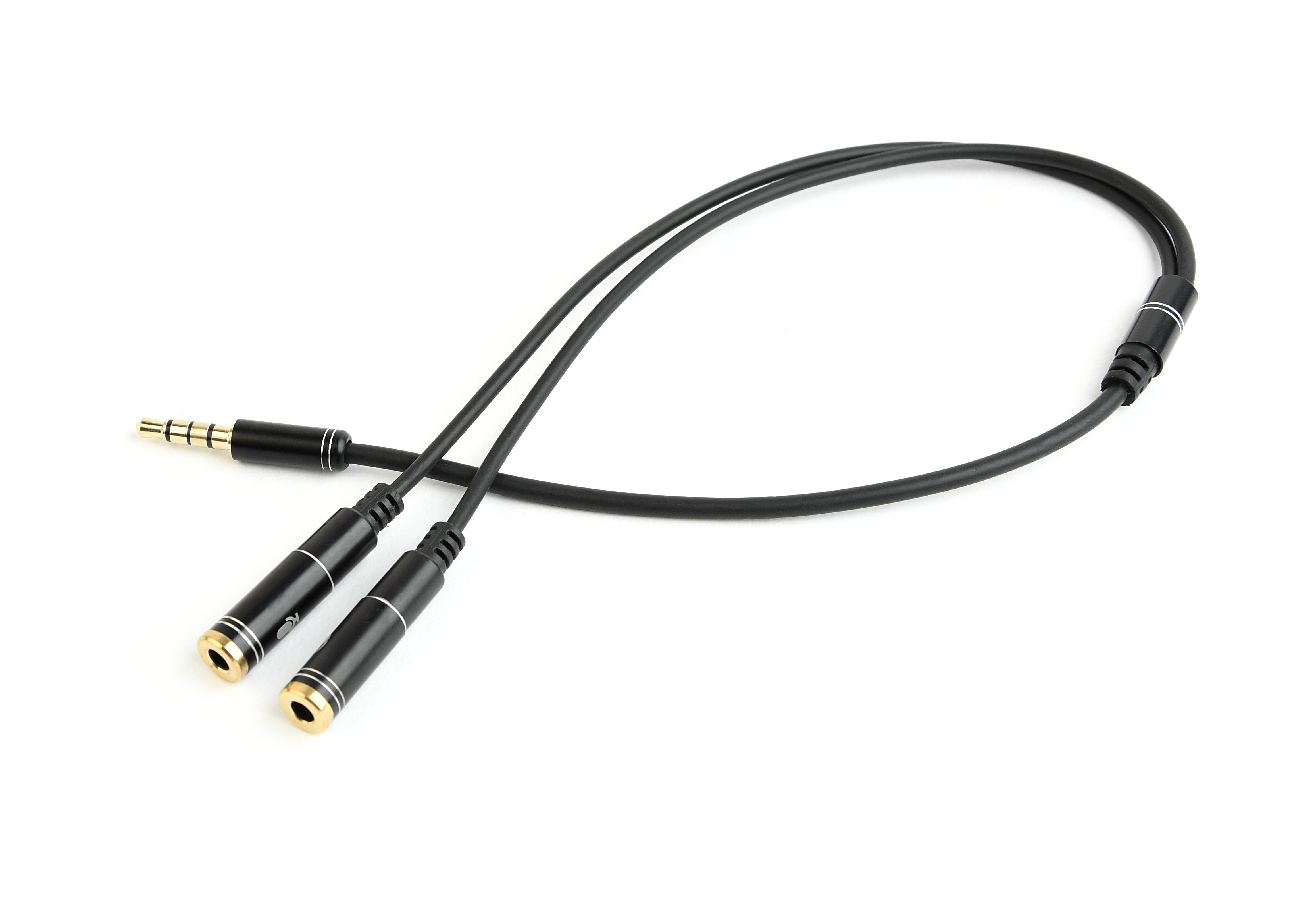 Gembird Adaptador Stereo Mini Jack (M) 4-Pin -> 2x Mini Jack (F), Metal, Black