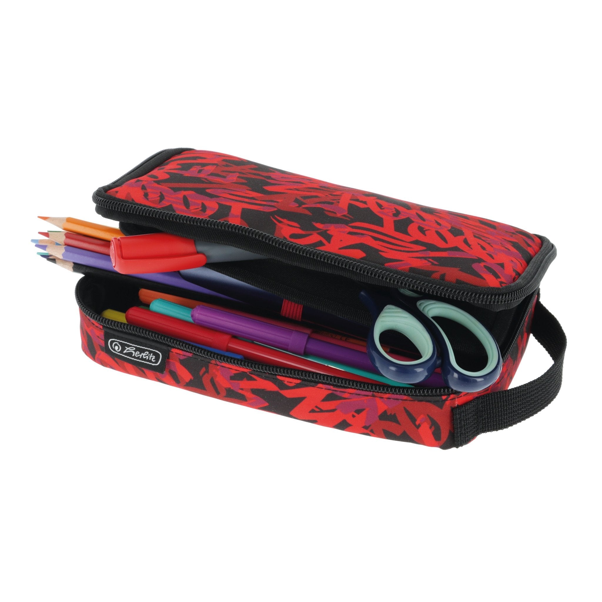 Herlitz 2 Go Graffiti Estuche Suave Poliéster Negro, Rojo