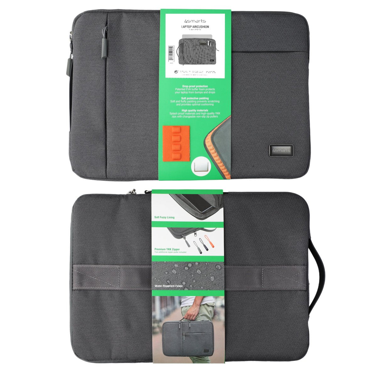 4smarts Laptop Aircushion Slim Sleeve 15", Grau