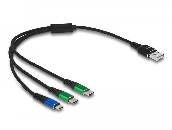 Delock Usb Ladecable 3 In 1 Typ-A Zu Micro Usb 2 X Usb Type-C 30 Cm