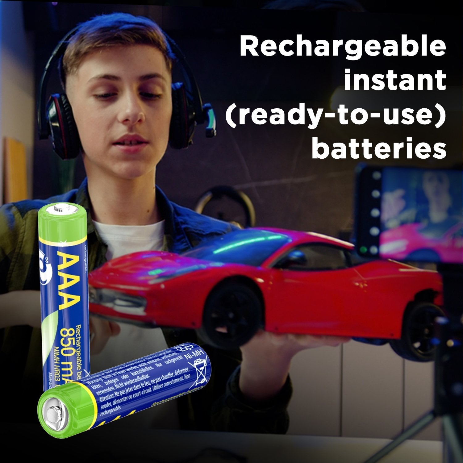 Rechargeable Aaa Instant Batteries (Ready-To-Use), 850mah, 2pcs Blister Pack