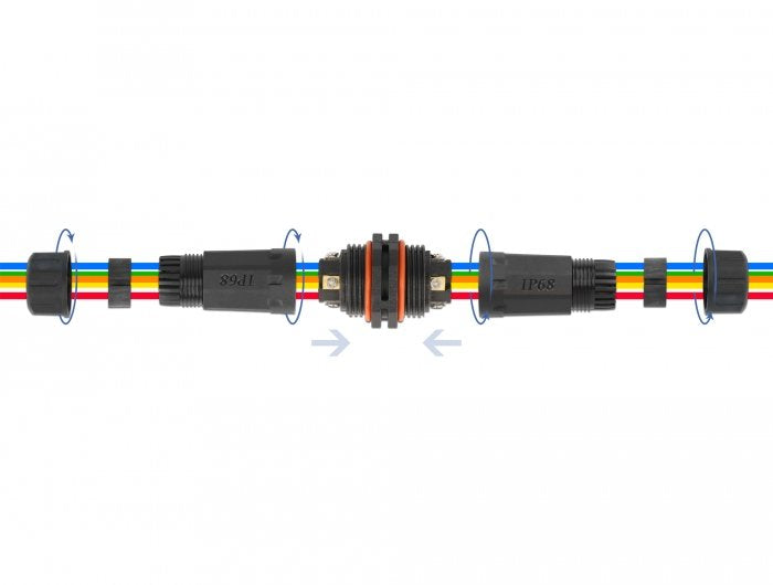 Delock Cableverbinder Für Aussenbereich 5 Pin, Ip68 Wasserdicht, Schraubbar, Cabledurchmesser 4,5 - 7,5 Mm Schwarz