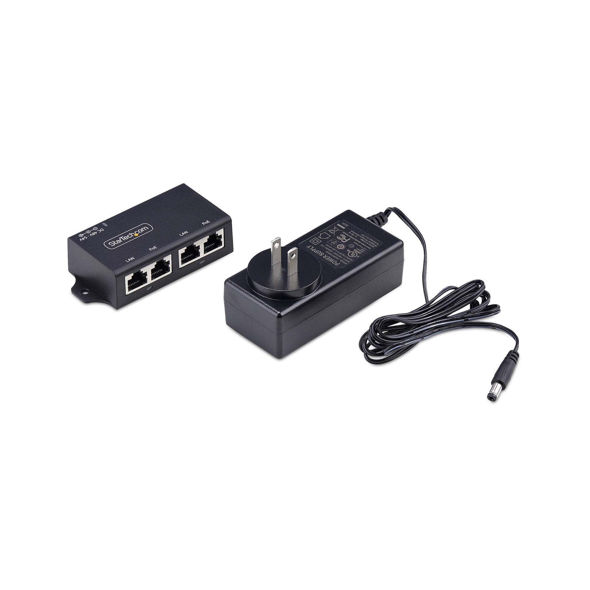 Startech.Com 2-Port Gigabit Poe+ Injector, Poe/Poe+ (802.3af/802.3at) 30w - Power Injector - Unverwaltet Inline - 30 Wat