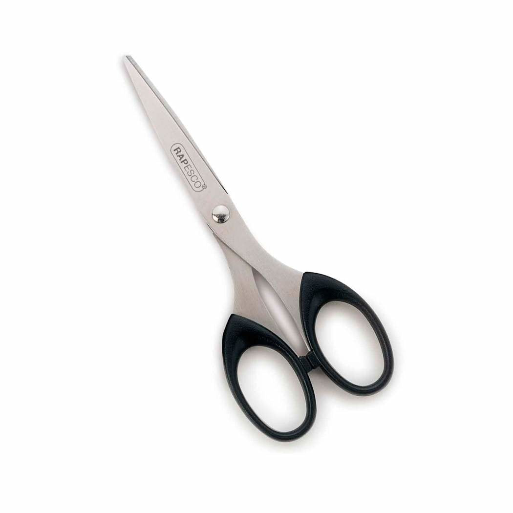 Rapesco Essential Tijeras De Acero Inoxidable 16cm - Mangos Ergonomicos - Aptas Para Diestros Y Zurdos - Negro